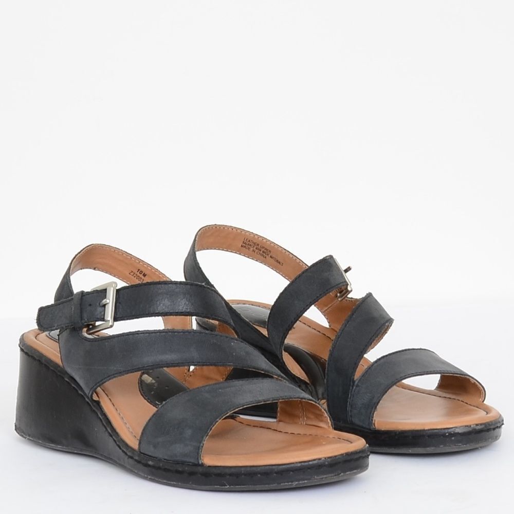 B.O.C Leather Women's Wedge Strappy Comfort Sandals size 10 Vegan Summer Shoes
